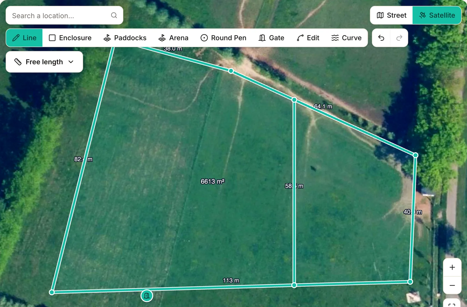 Teken op de satellietkaart: elke lengte wordt voor u gemeten.